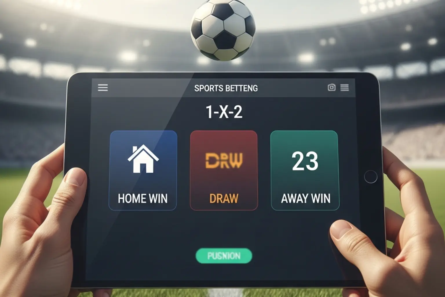 Darstellung der Dreiweg-Wette mit den Optionen Heimsieg, Unentschieden und Ausw&auml;rtssieg